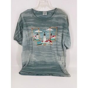 Cactus Bay Apparel‎ Lynée Vintage Graphic Lighthouse Print T Shirt Size L